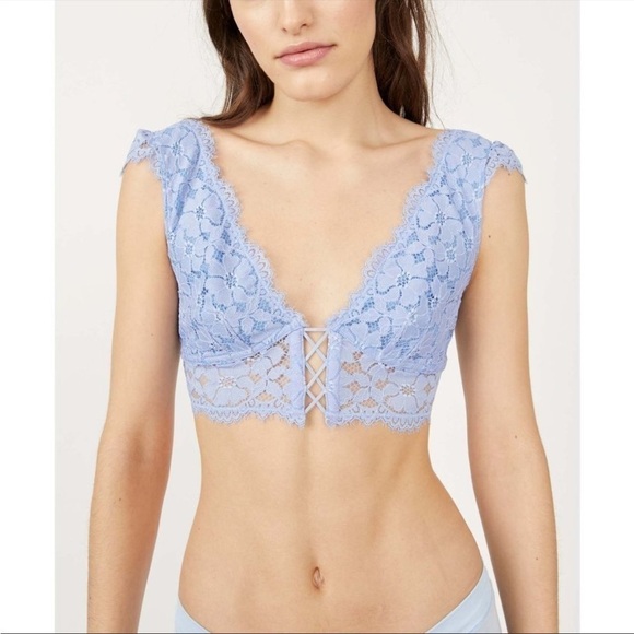 NWT Free People In The Clouds Longline Bralette Cornflower Blue - Picture 2 of 8